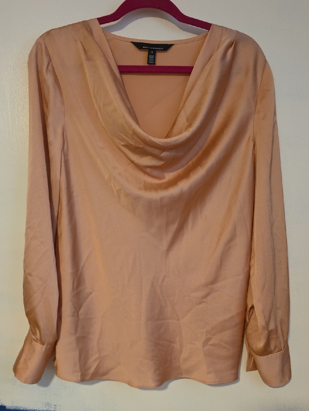 White House Black Market Peach Cowl-Neck Blouse
